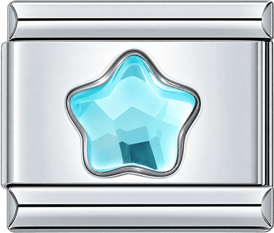 Aqua Crystal Star Single Charm