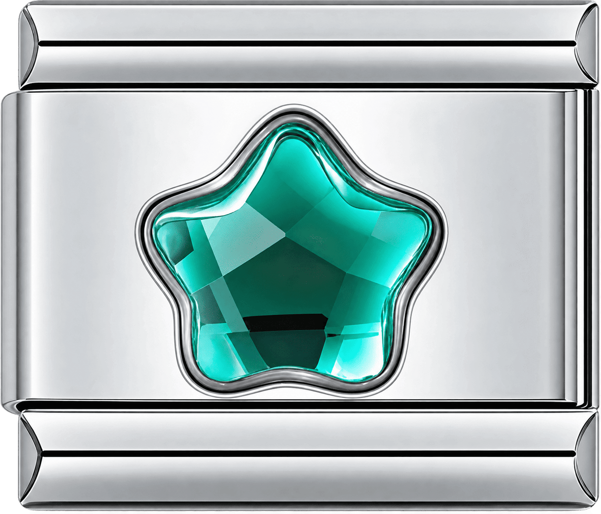 Emerald Teal Crystal Star Single Charm