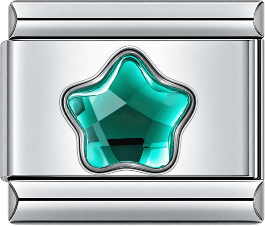 Emerald Teal Crystal Star Single Charm