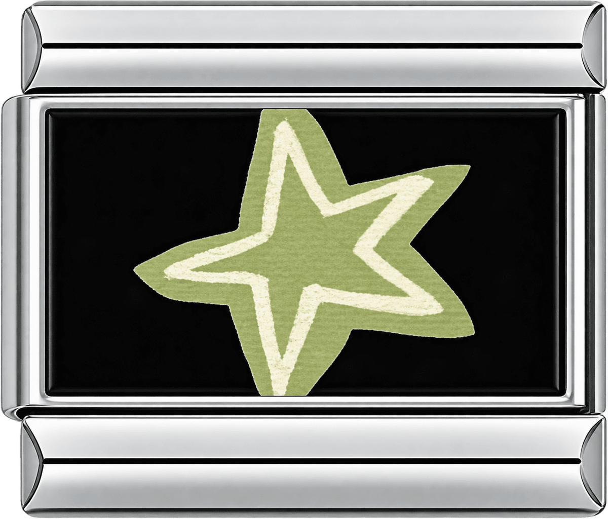Green Star Outline Single Charm