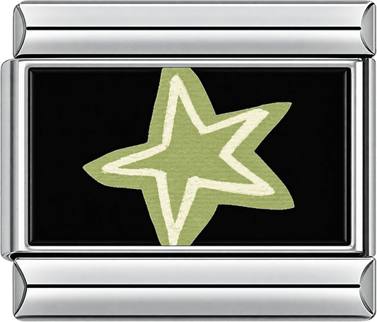 Green Star Outline Single Charm