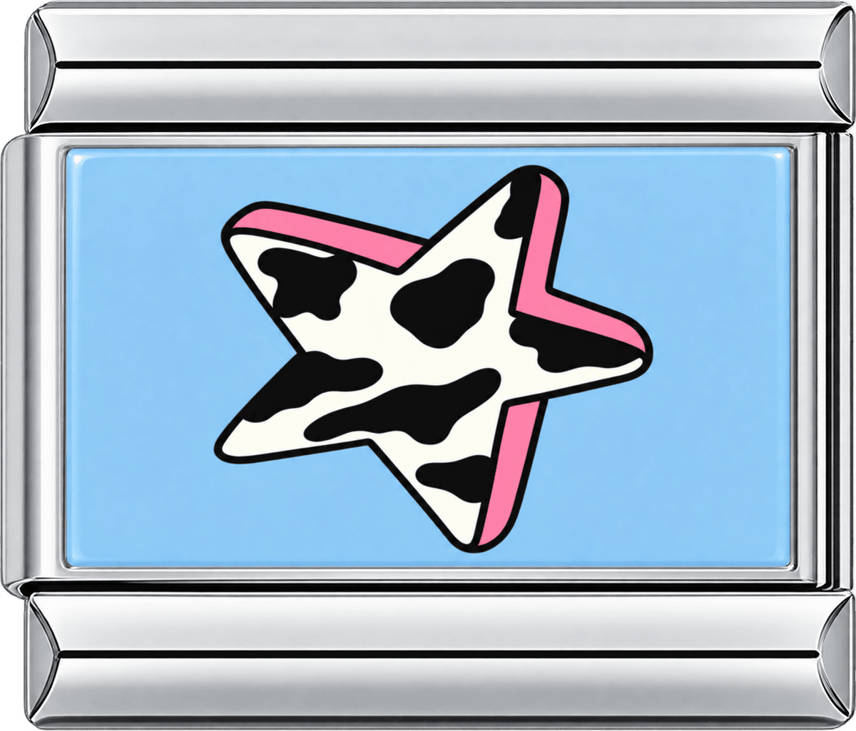 Cow Print Star Single Charm