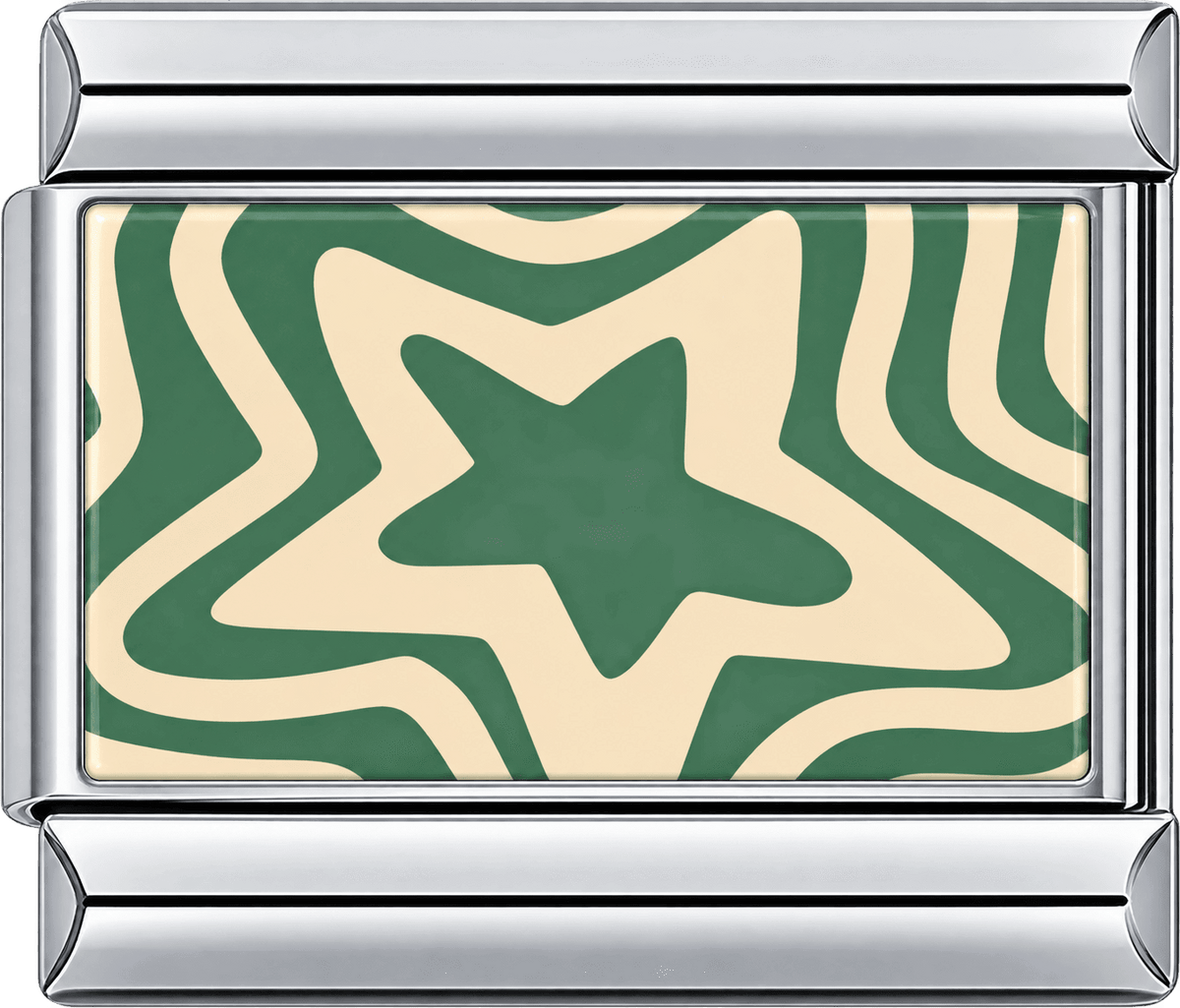 Green Retro Star Wave Single Charm