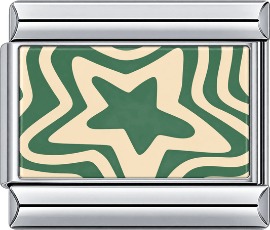 Green Retro Star Wave Single Charm