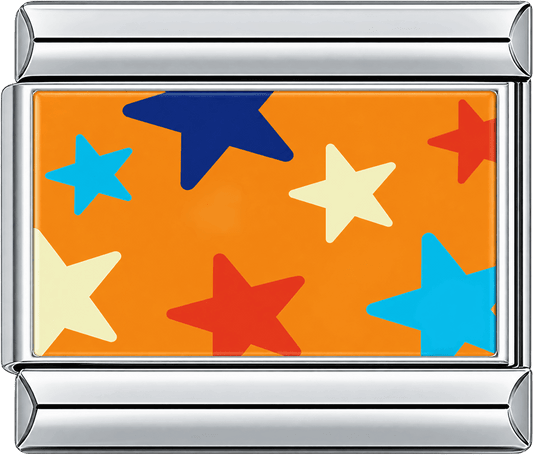 Multicolor Stars on Orange Single Charm