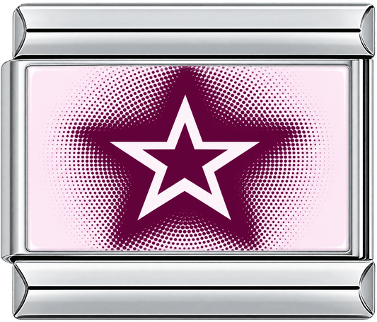 Purple Halftone Outline Star Single Charm