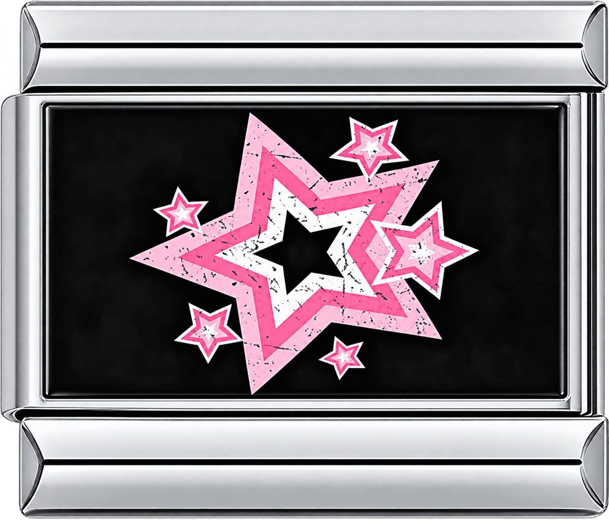 Pink Layered Grunge Stars Single Charm