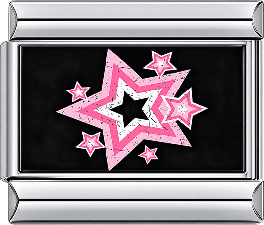 Pink Layered Grunge Stars Single Charm