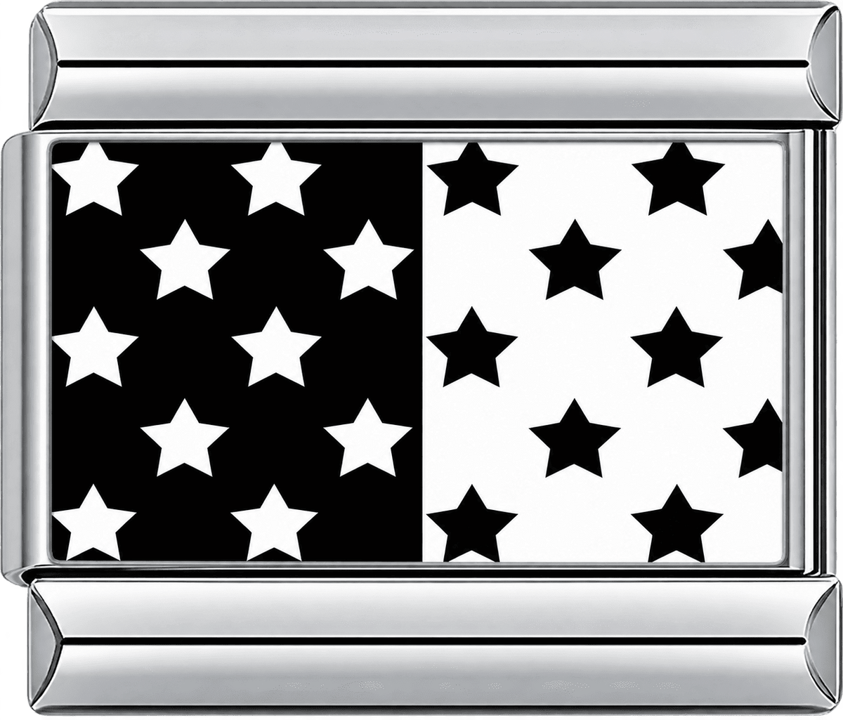 Black & White Split Star Single Charm