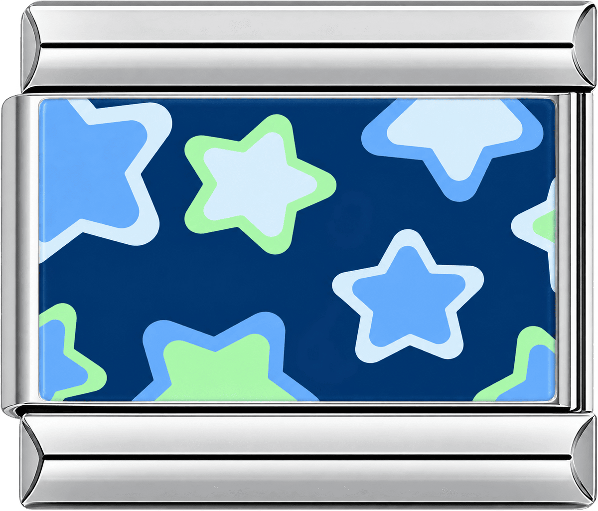 Blue & Green Layered Stars Single Charm