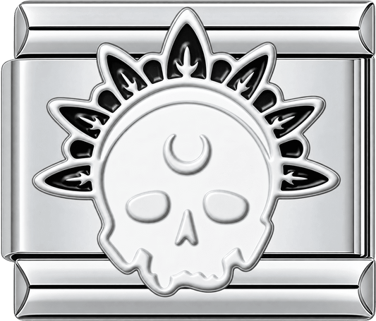 Crescent Moon Skull Halloween Single Charm