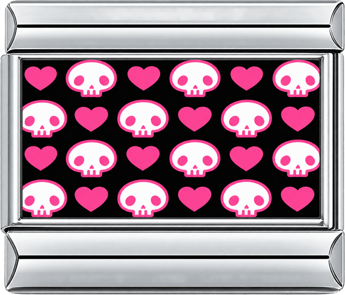 Pink Heart Skull Pattern Single Charm