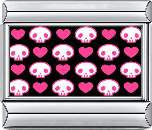 Pink Heart Skull Pattern Single Charm