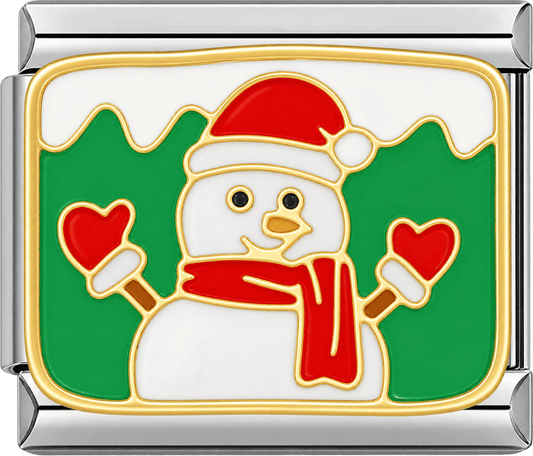 Snowman with Heart Mittens Single Charm