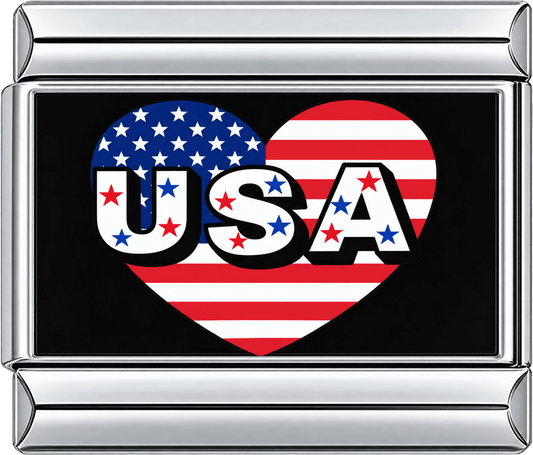 USA Heart Flag Single Charm