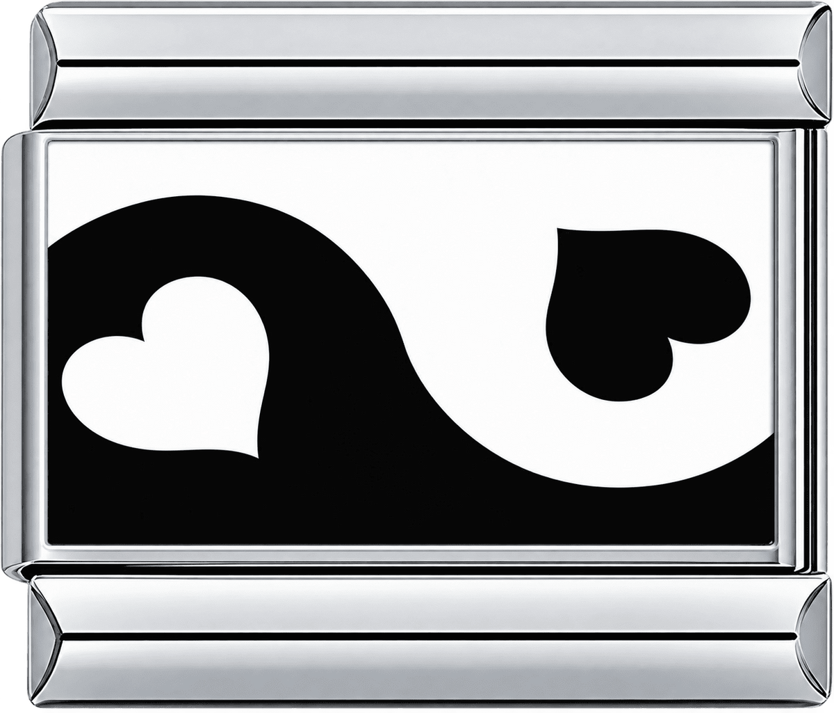 Black Yin Yang Hearts Single Charm