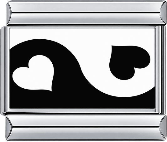 Black Yin Yang Hearts Single Charm