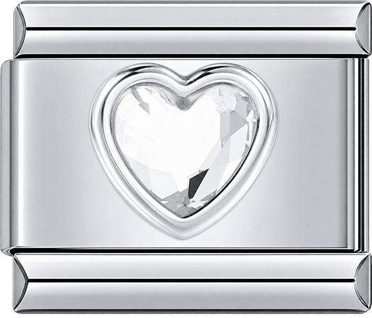 Clear Crystal Heart Single Charm