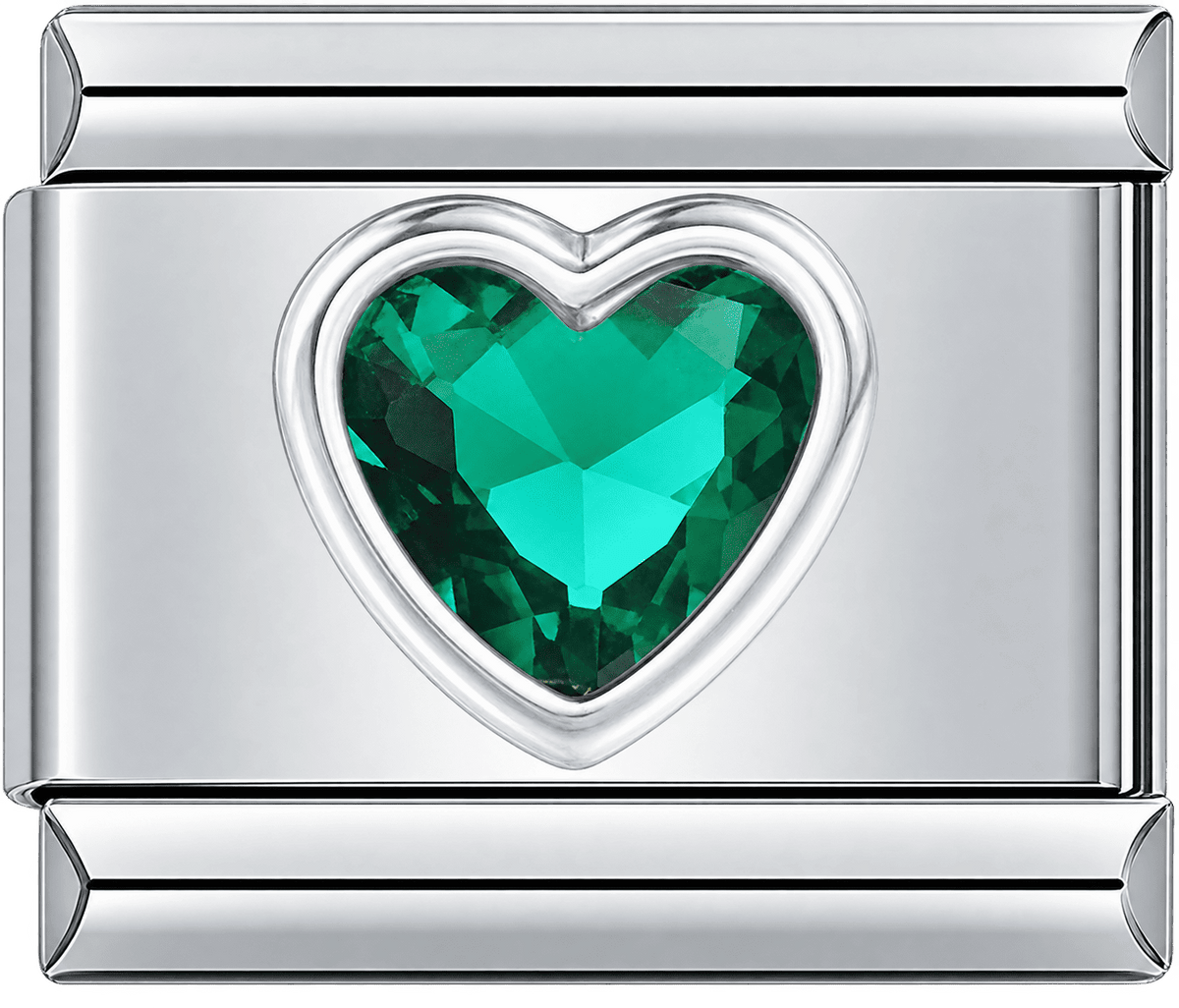 Emerald Green Crystal Heart Single Charm