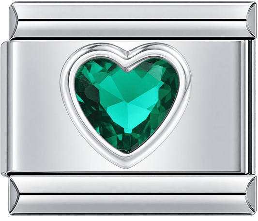 Emerald Green Crystal Heart Single Charm