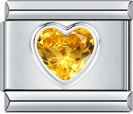 Golden Yellow Crystal Heart Single Charm
