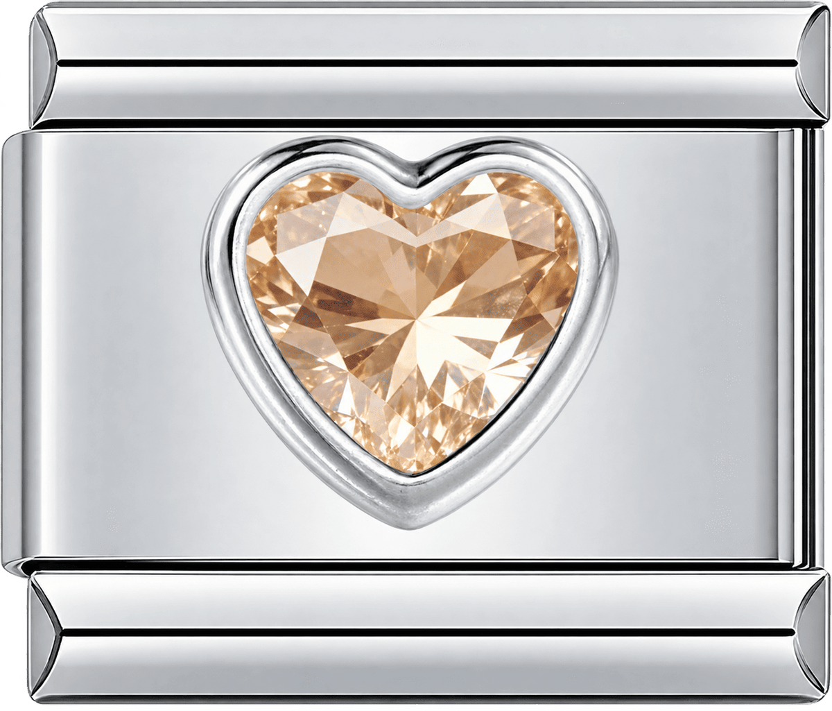 Peach Crystal Heart Single Charm
