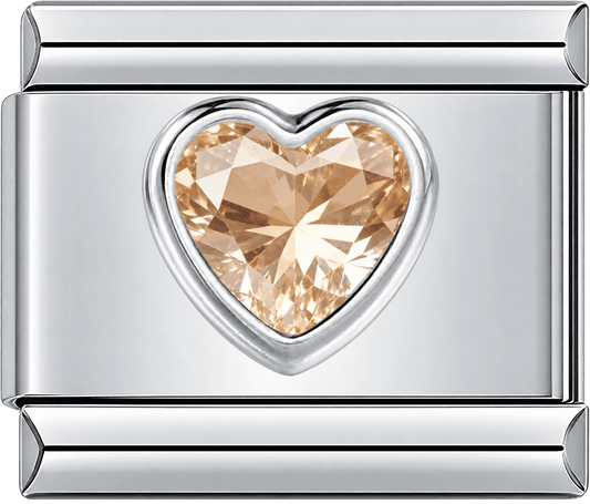 Peach Crystal Heart Single Charm