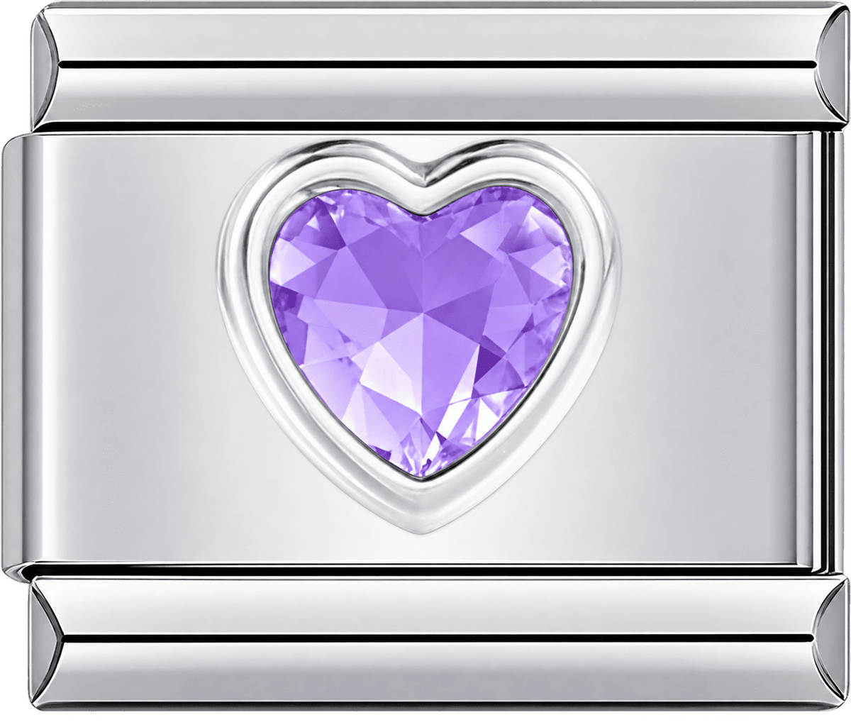 Lavender Crystal Heart Single Charm