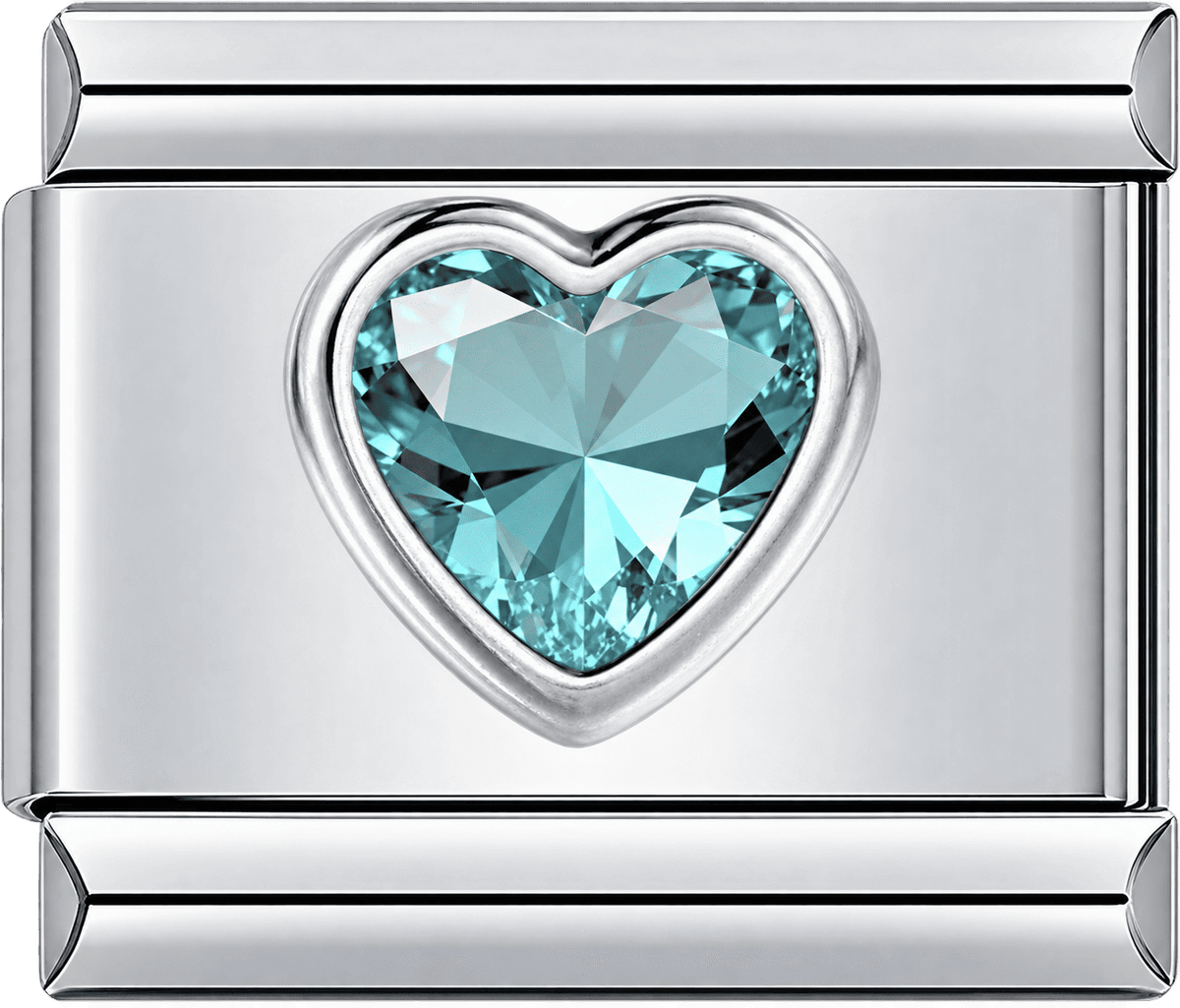 Aqua Blue Crystal Heart Single Charm