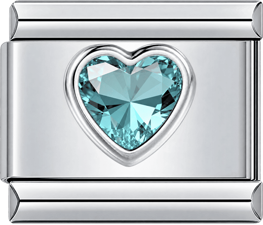 Aqua Blue Crystal Heart Single Charm