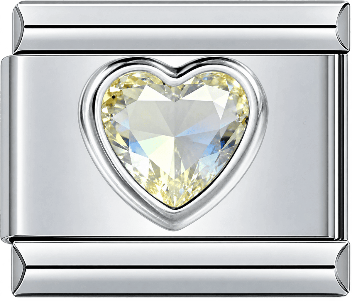 Champagne Crystal Heart Single Charm