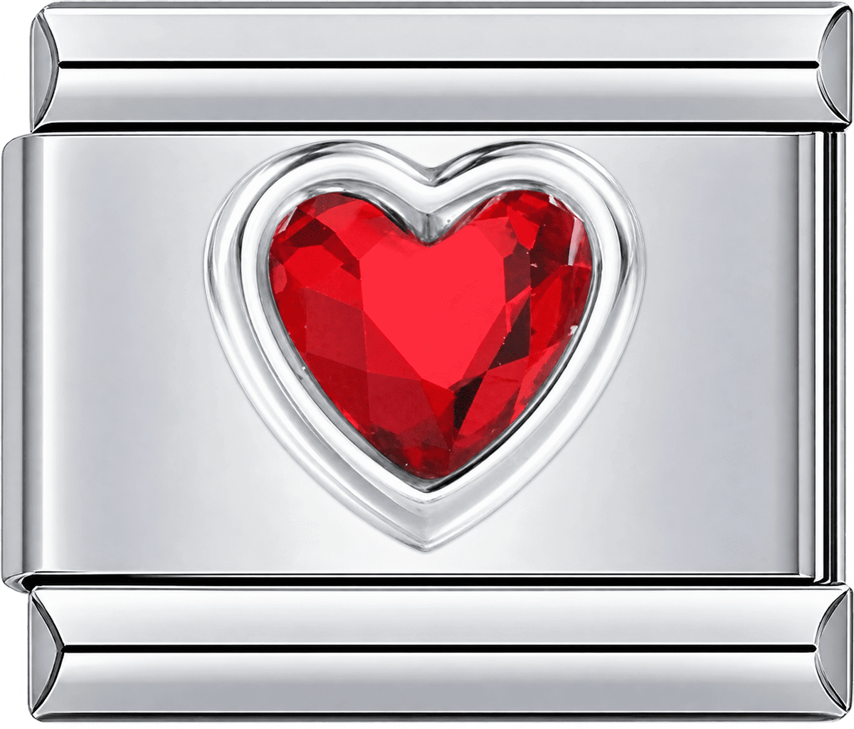 Ruby Red Crystal Heart Single Charm