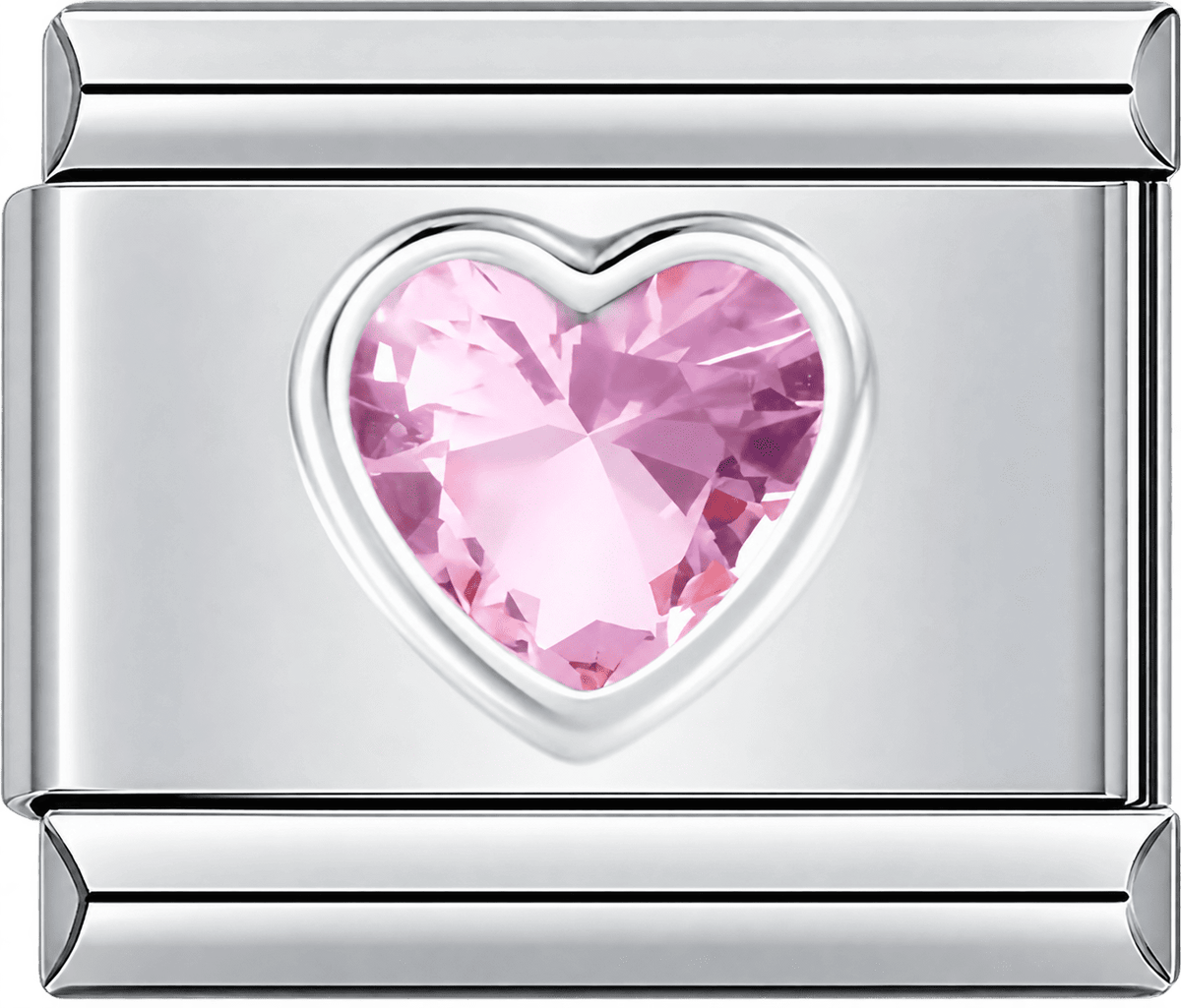 Blush Pink Crystal Heart Single Charm
