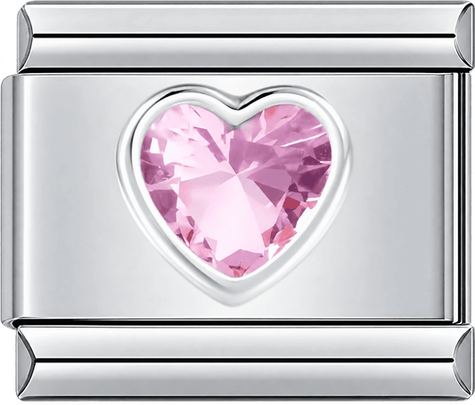 Blush Pink Crystal Heart Single Charm