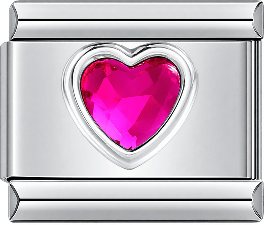 Hot Pink Crystal Heart Single Charm