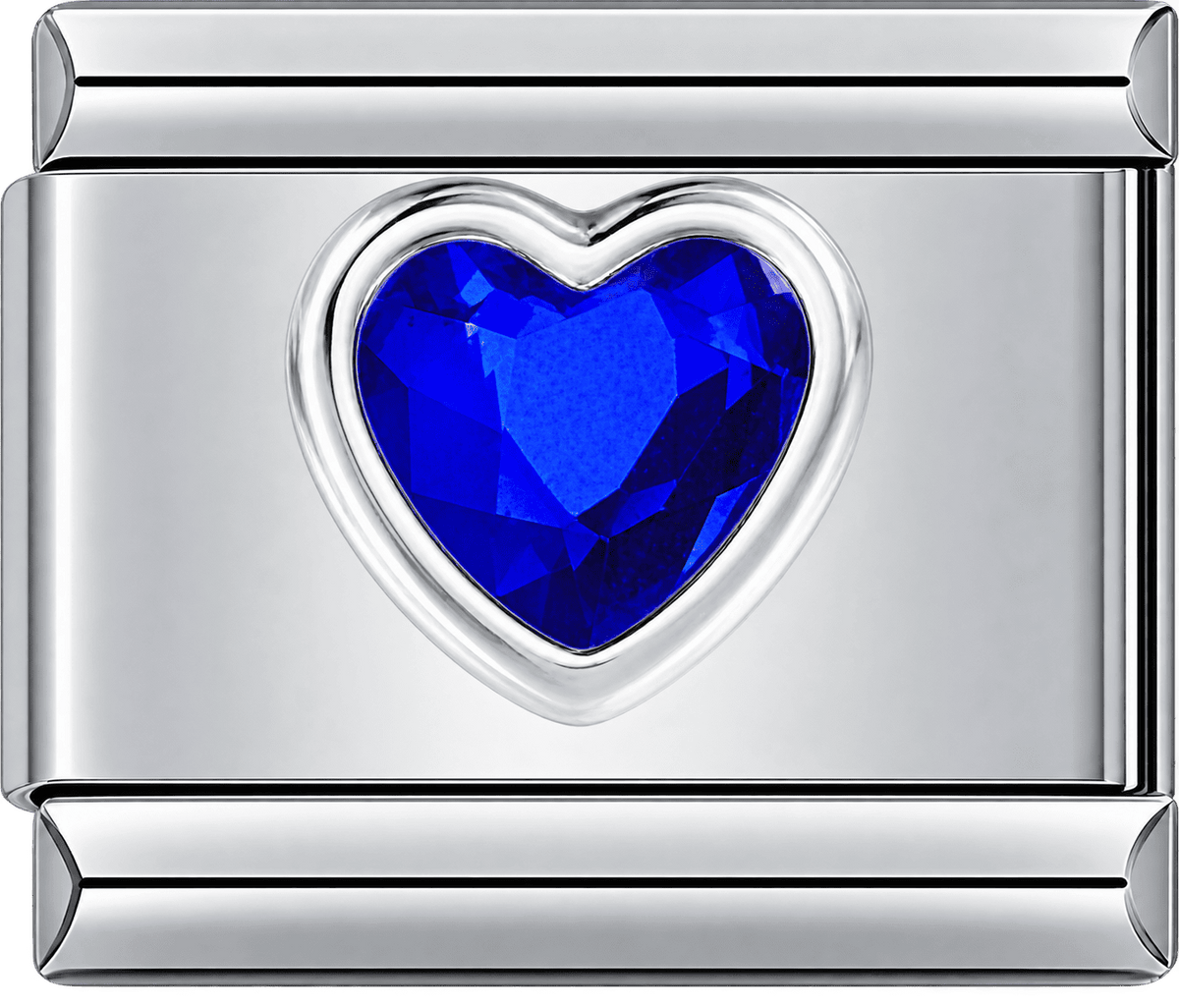 Royal Blue Crystal Heart Single Charm