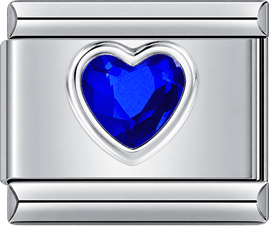 Royal Blue Crystal Heart Single Charm