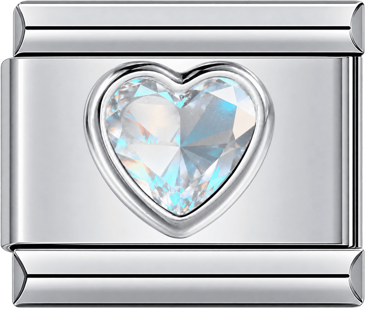 Iridescent Crystal Heart Single Charm