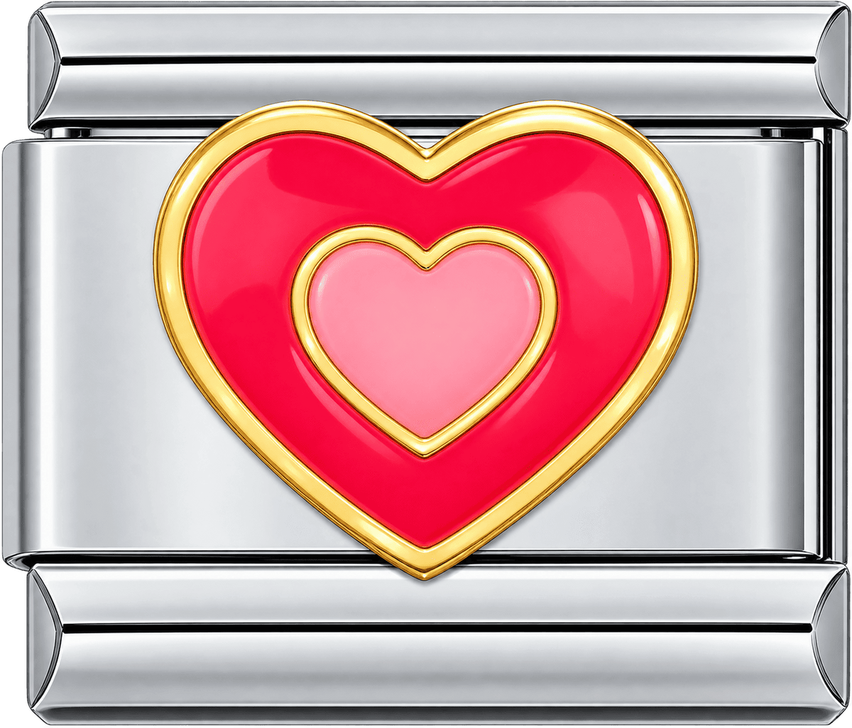 Red Pink Double Heart Single Charm