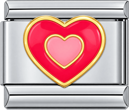 Red Pink Double Heart Single Charm
