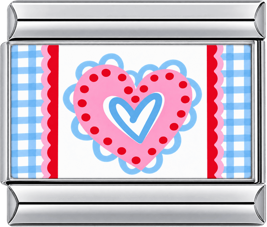 Pink Polka Heart Gingham Single Charm