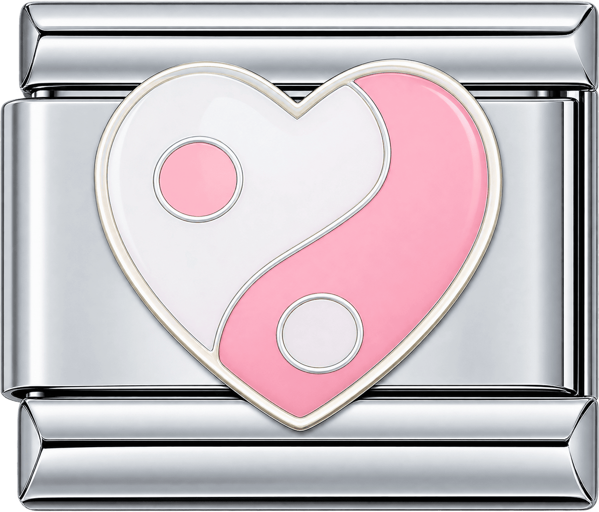 Pink Yin Yang Heart Single Charm