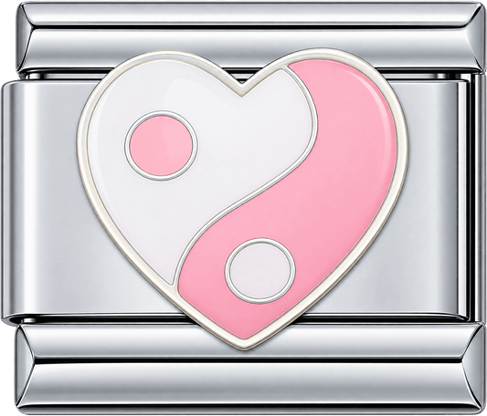 Pink Yin Yang Heart Single Charm