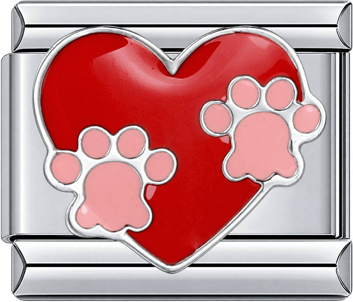 Red Heart Paw Prints Single Charm