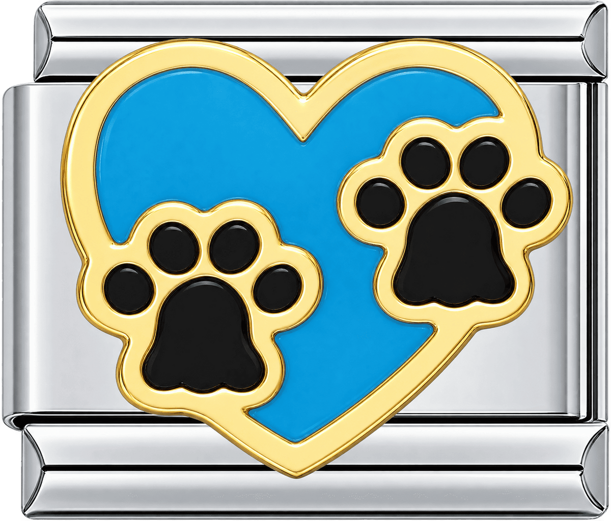 Blue Heart Paw Prints Single Charm