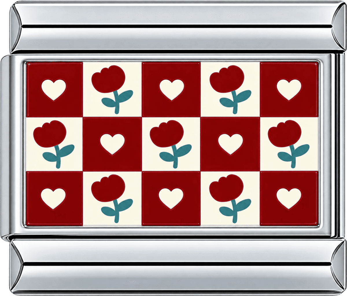 Tulip Heart Checkerboard Single Charm