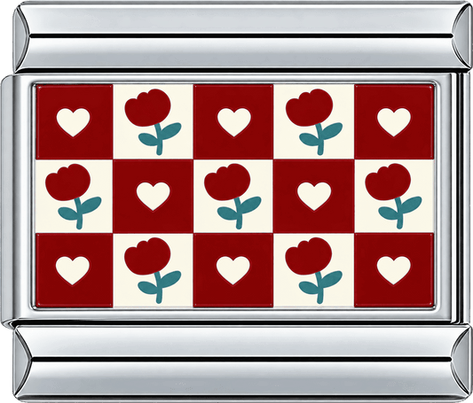 Tulip Heart Checkerboard Single Charm