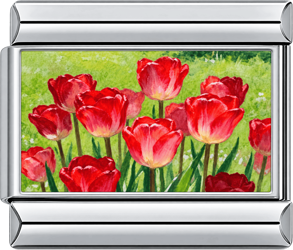 Crimson Tulip Garden Single Charm