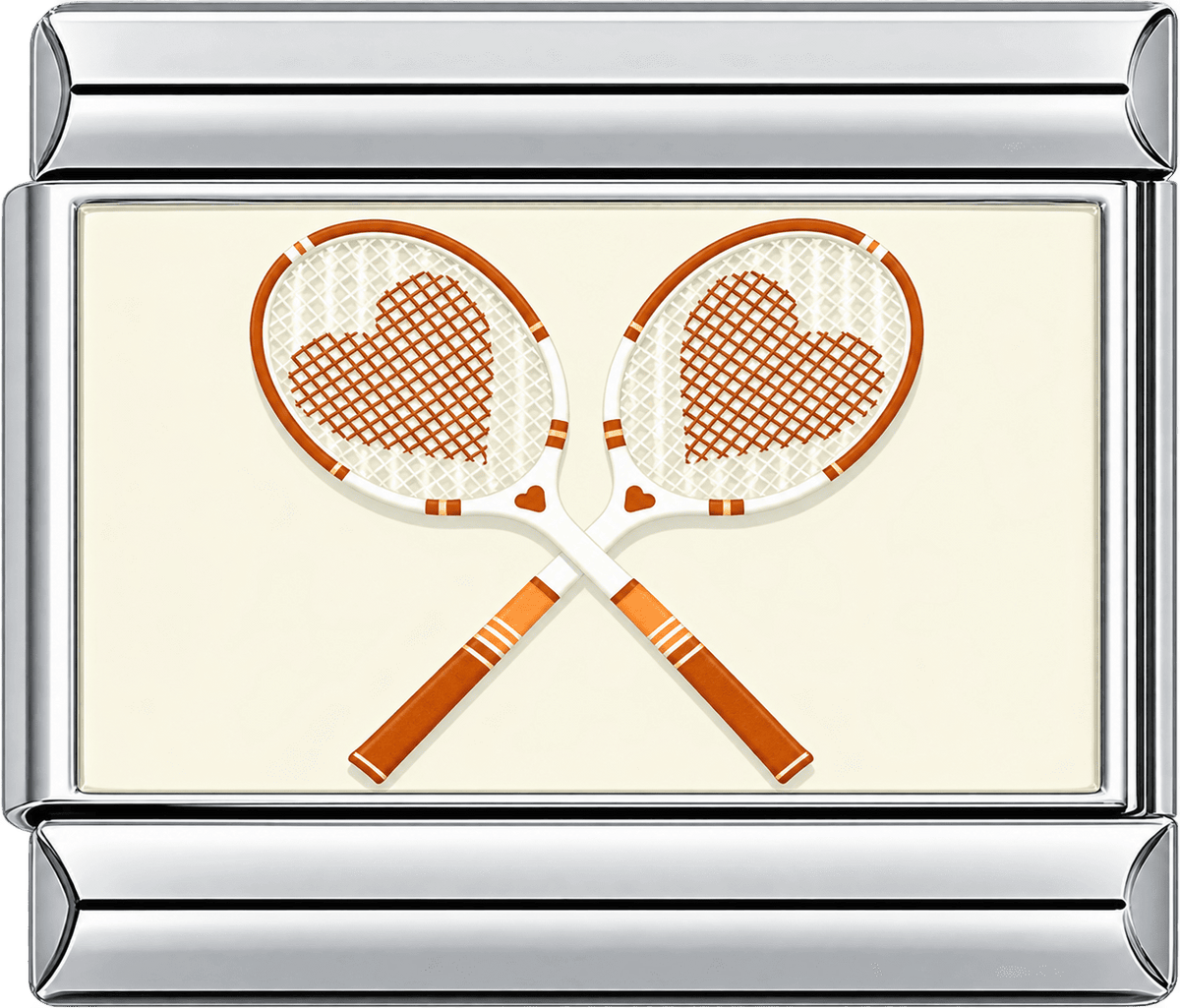 Crossed Heart Tennis Rackets Single Charm